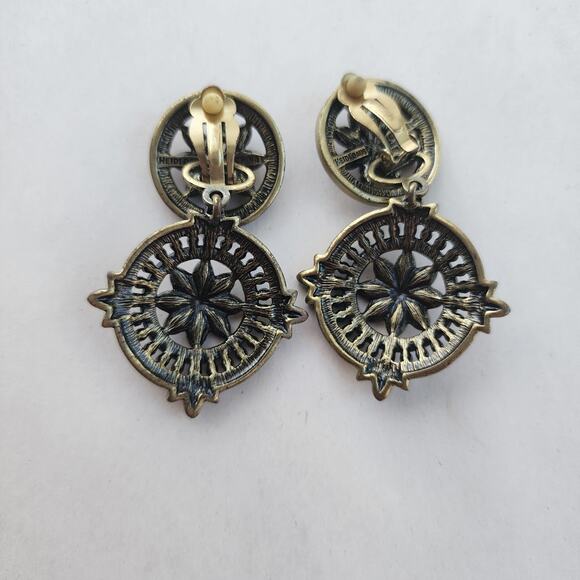 Heidi Daus Crystal Kaleidoscope French Twist Round Clip On Dangle Earrings 2in1 - Picture 8 of 11